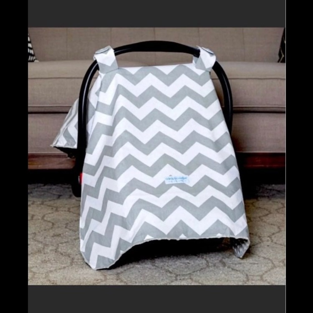 Canopy Couture Car Seat Cover Kids OS Grey NEW Chevron Minky Dot Canopy